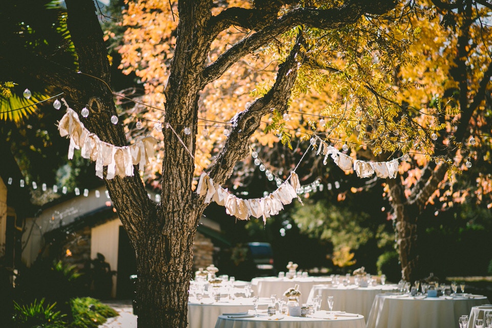 A photo of an outdoor wedding setting 